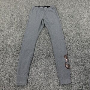 Nike Leggings Womens Small Gray Gold Swoosh Leg A See Yoga Tight Pant Active Gym
